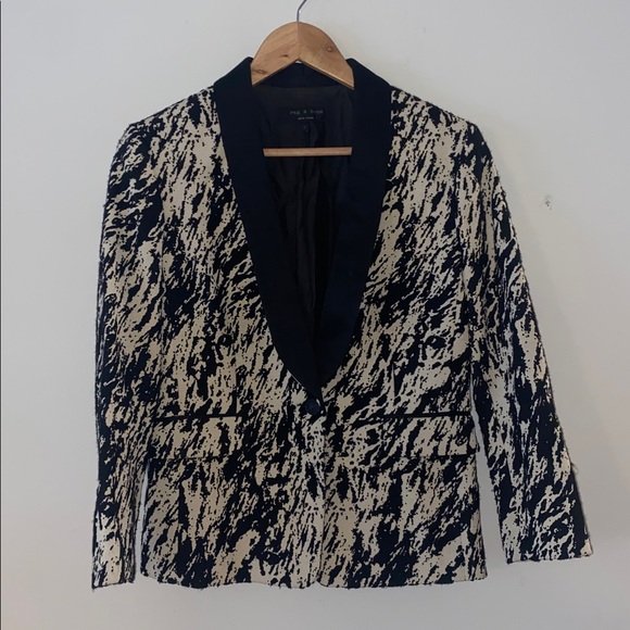 Rag & Bone black and white abstract print blazer size 6 pristine condition - Picture 3 of 13
